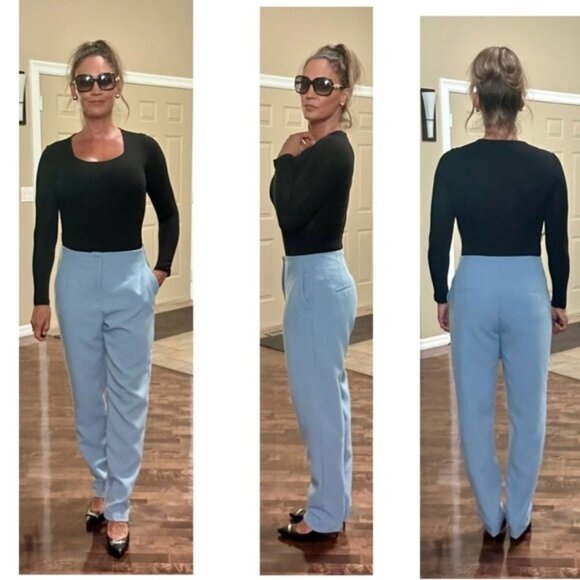 Dynamite Lina Full Length Slim Pants -Ashley Blue Sz 8 pronounced seams pockets - Picture 1 of 15